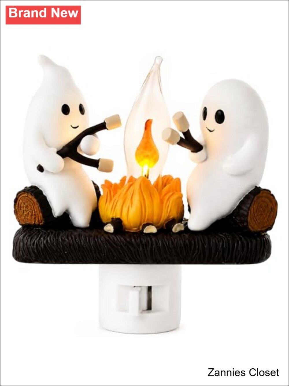 👻 3D Ghost Campfire Plug-In Flickering Flame Night Light Halloween Decor